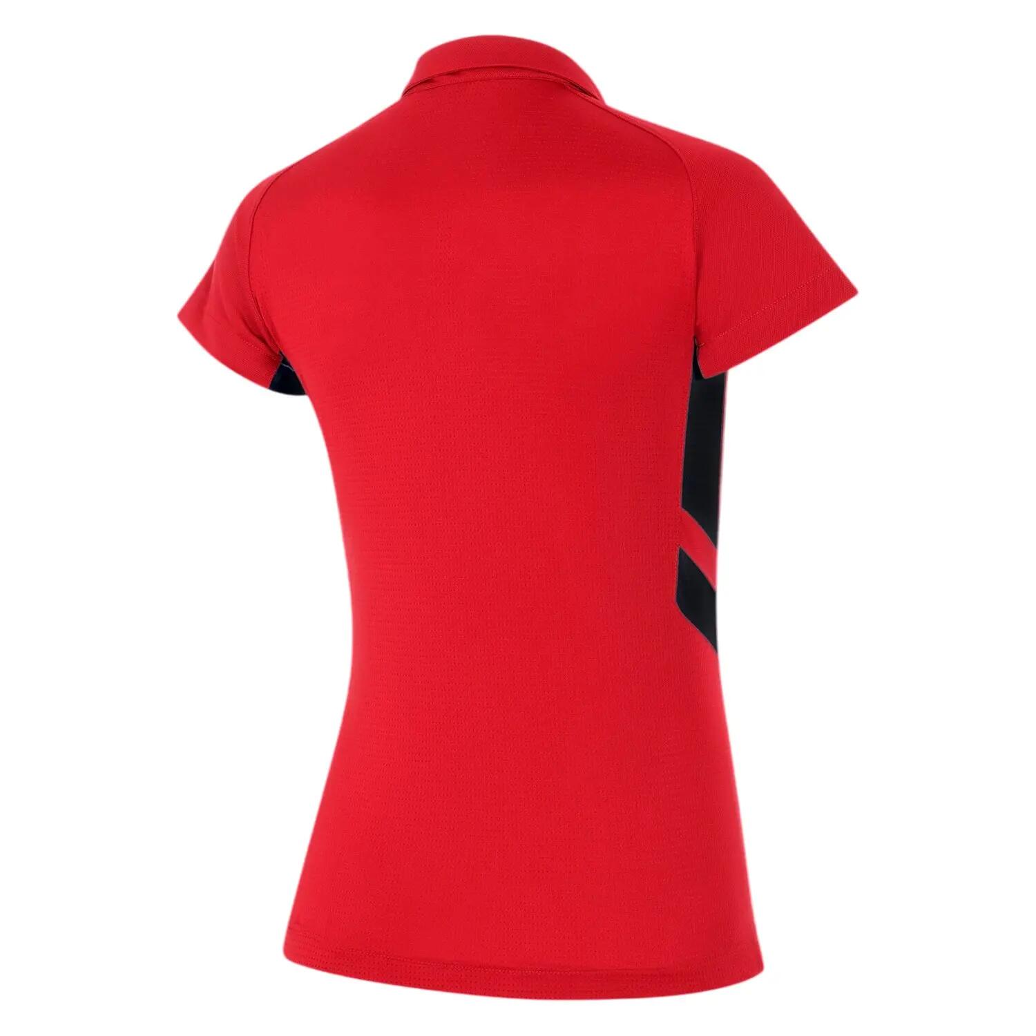 Womens/Ladies Contrast Panel Raglan Polo Shirt (Uni Red/Black) 2/3