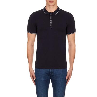 Maglietta Polo Strisce Cerniera Ad Un Quarto Uomo Armani Exchange Bianco