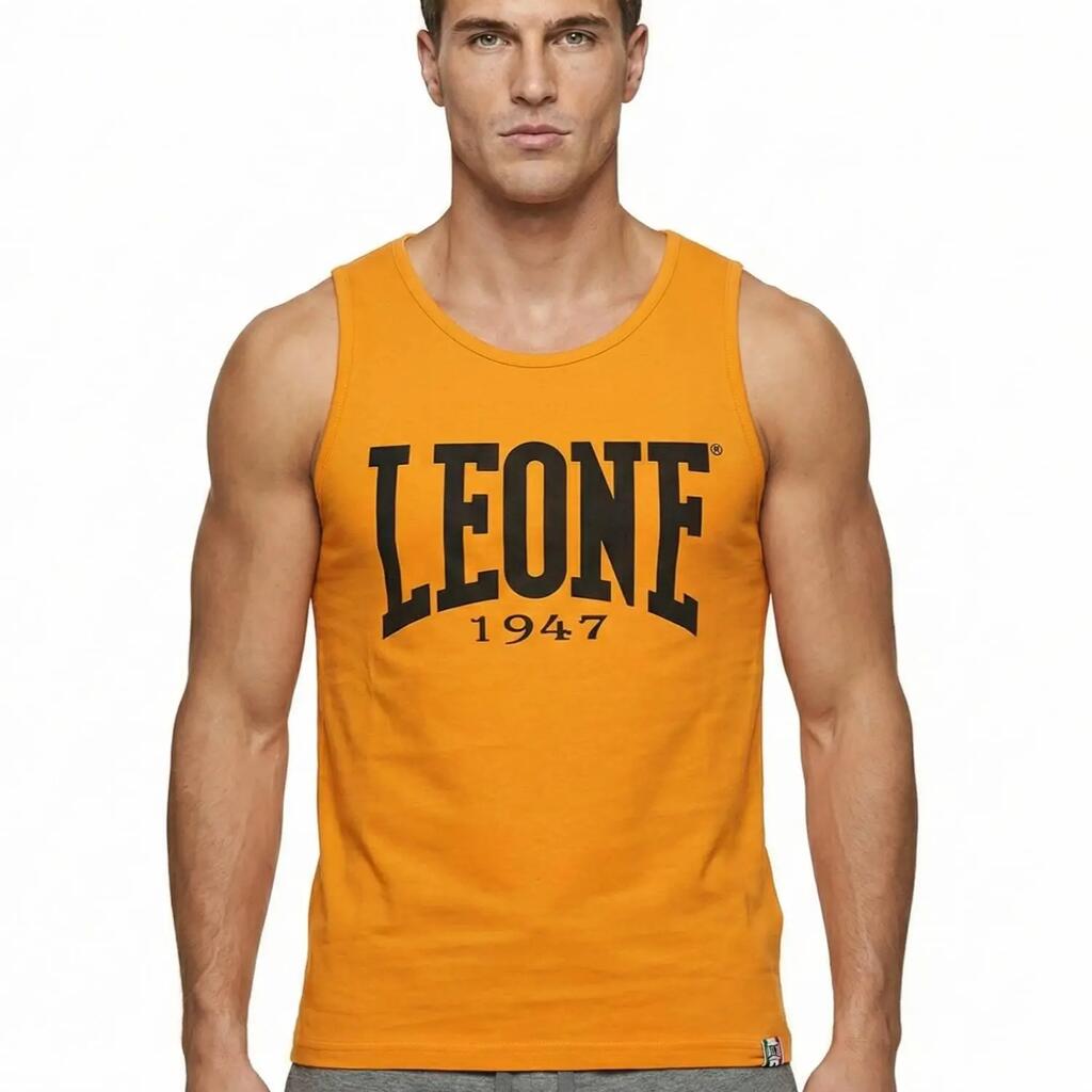 Leone 1947 Apparel tank top with large boxing logo. Bold style for training.