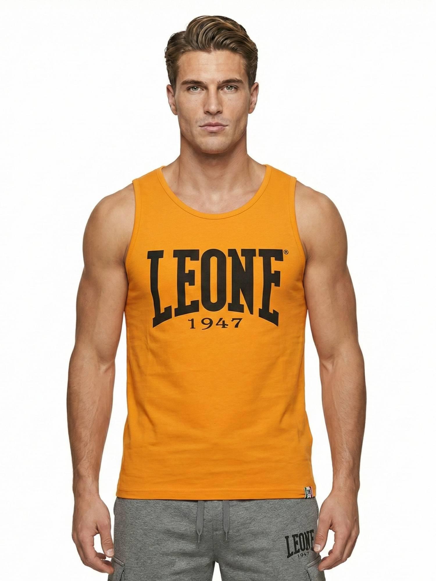 Koszulka męska Leone 1947 Apparel bez rękawów z dużym logo styl bokserski