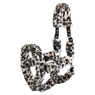 Leren halster voor paard met leopardprint in vacht premiere