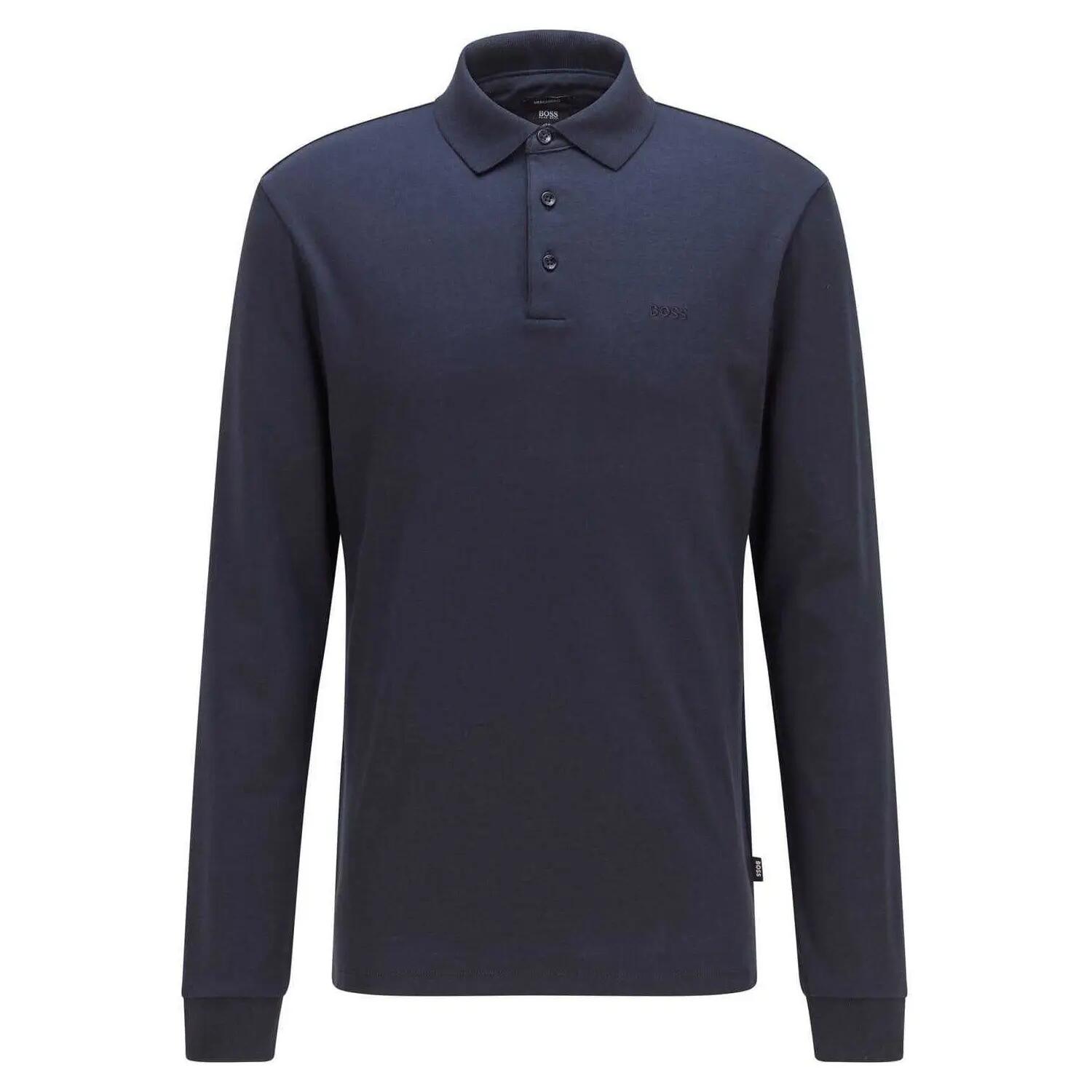 Maglietta Polo Manica Lunga Uomo Boss Pado 30 Blu Navy 2/4