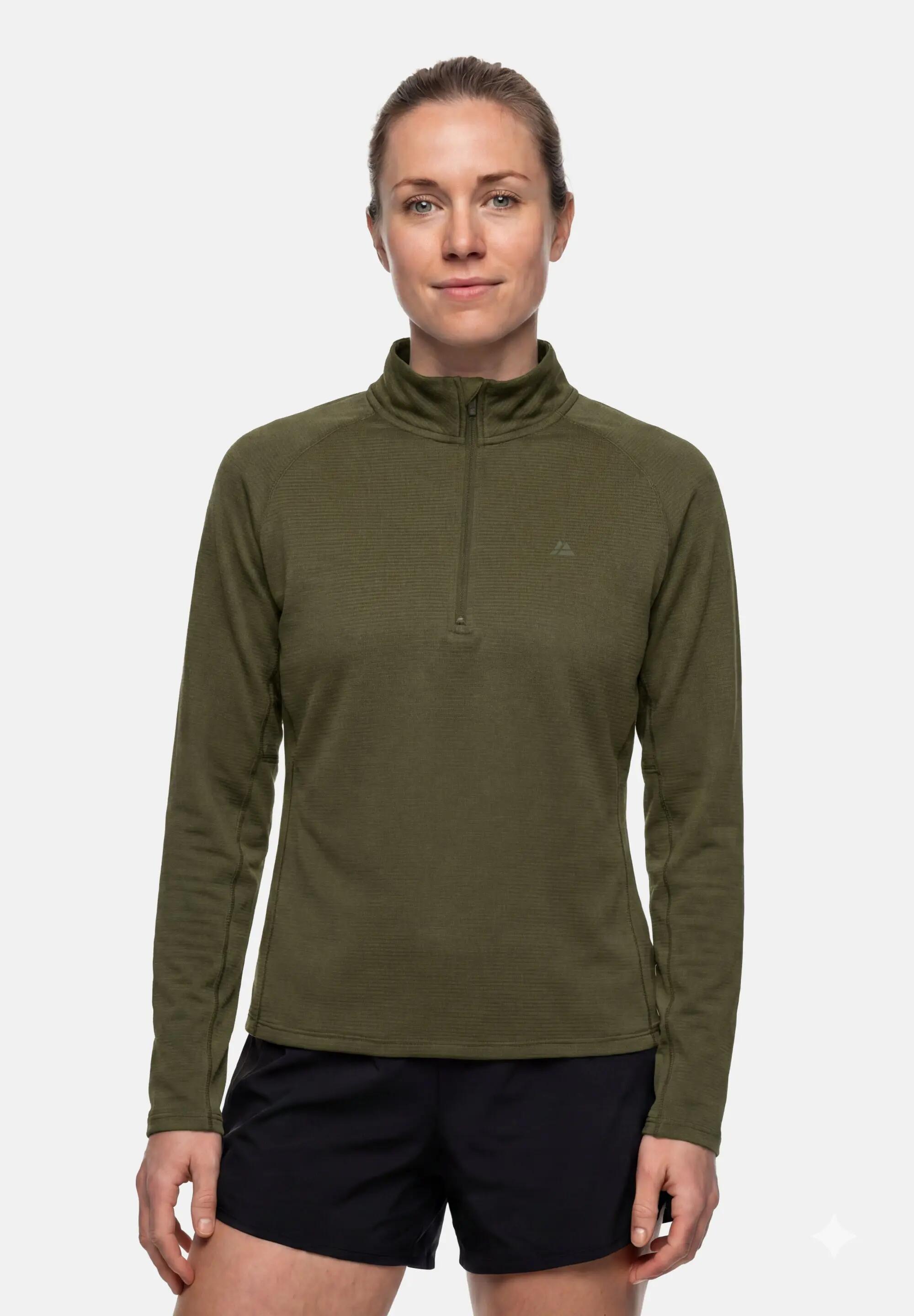 Capa intermedia de running con media cremallera para mujer ligera 2/5