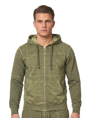 Heren hoodie met rits in oudblauwe wassing