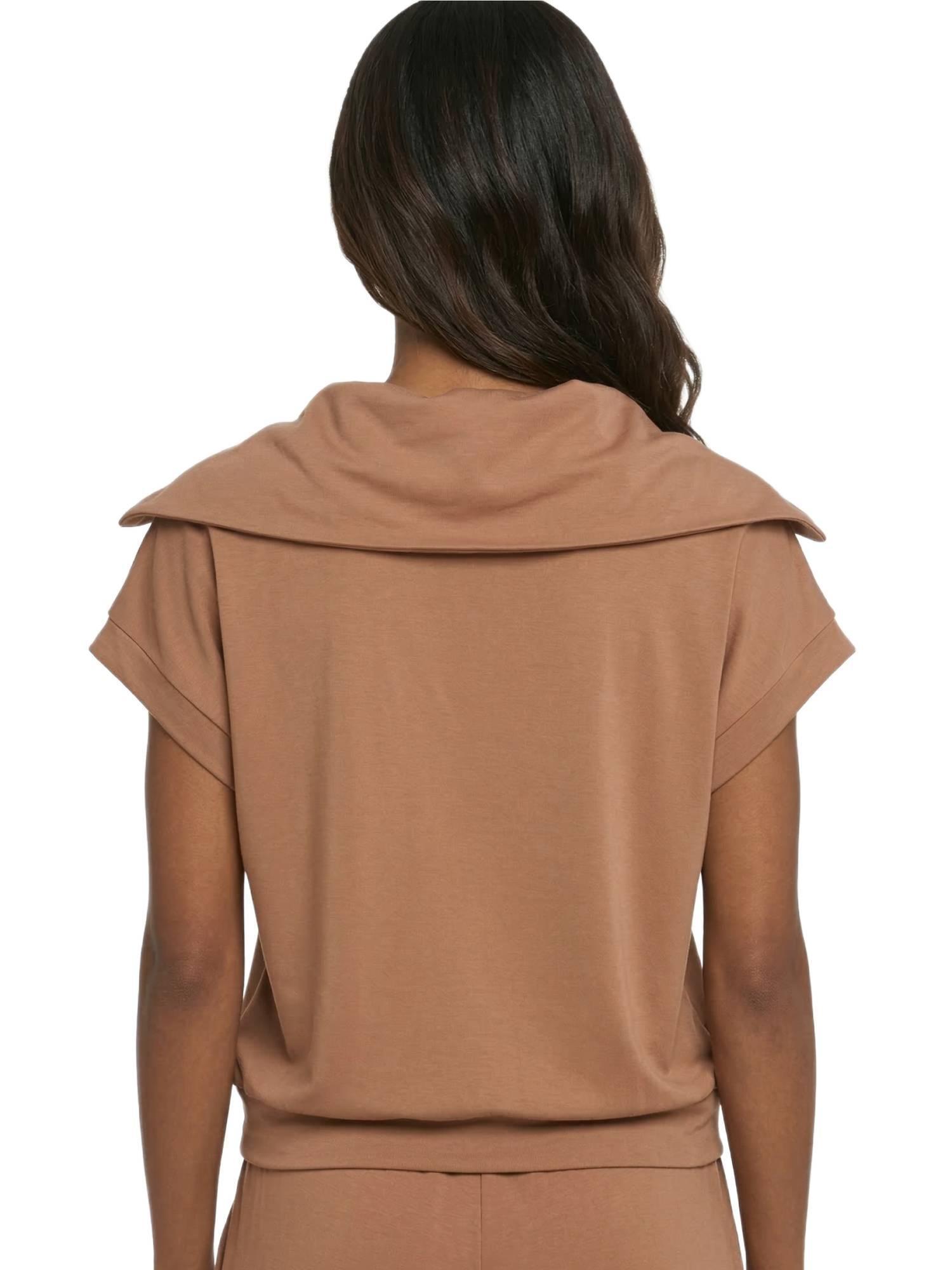 Elegancka damska bluza bez rękawów z kapturem 4/5