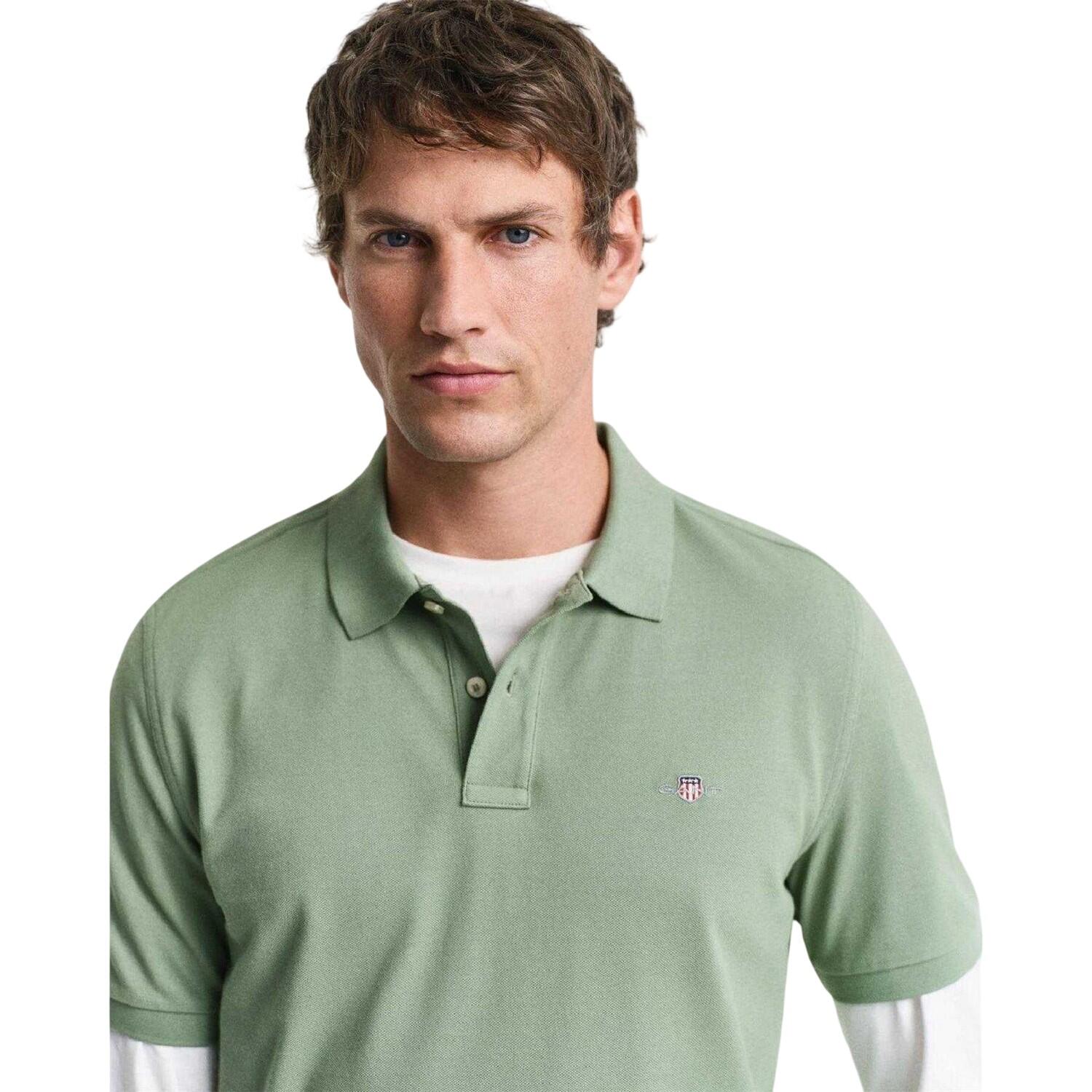 Mens Plain Regular Polo Shirt (Green) 3/3