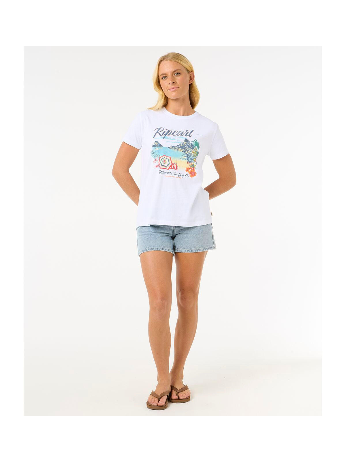 T-Shirt Donna Rip Curl Crystal Standard Bianca 4/5