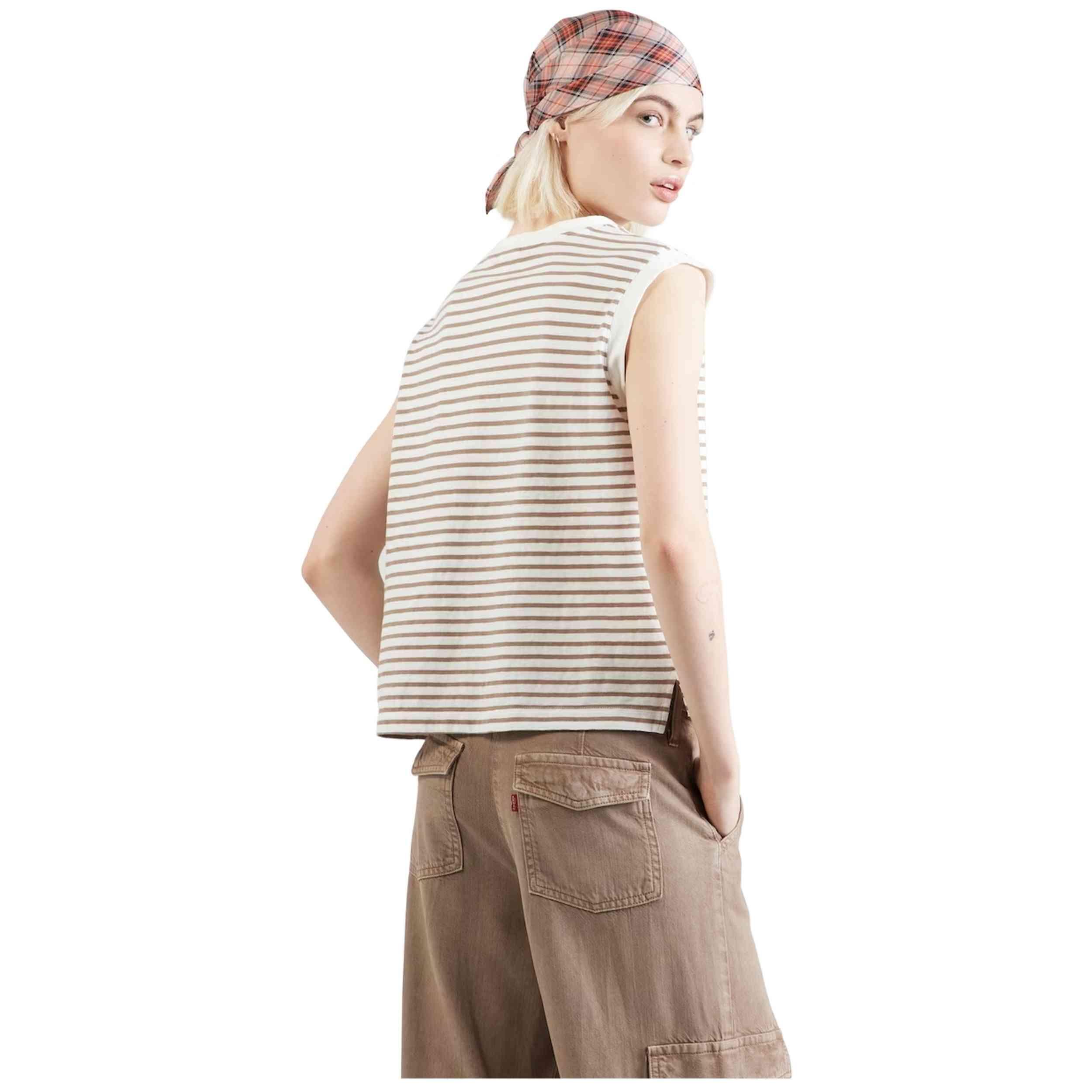 Debardeur Levi's modèle BOXY TANK EMMI STRIPE EGRET PI pour femmes 4/5