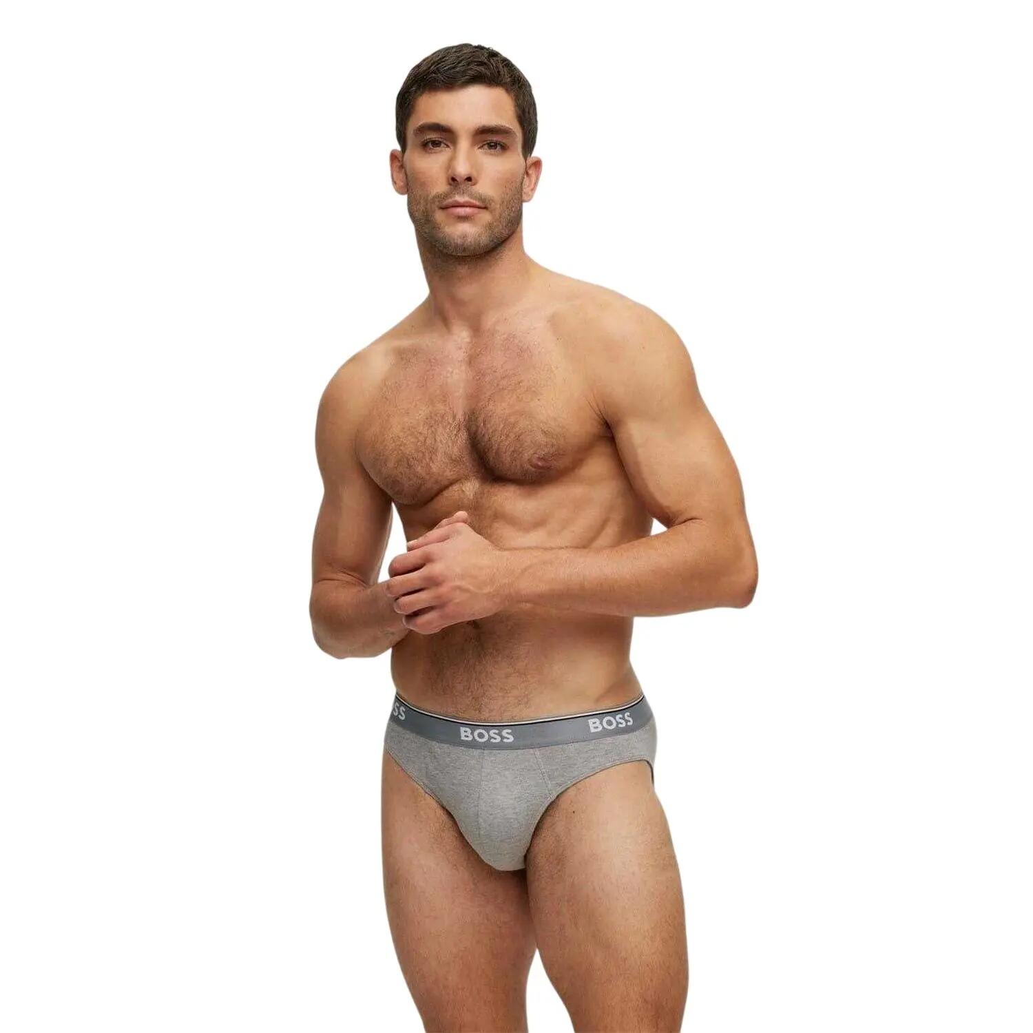 Slip Cotone Premium Uomo Misura Confezione 3 Boss Nero Bianco Grigio 4/4