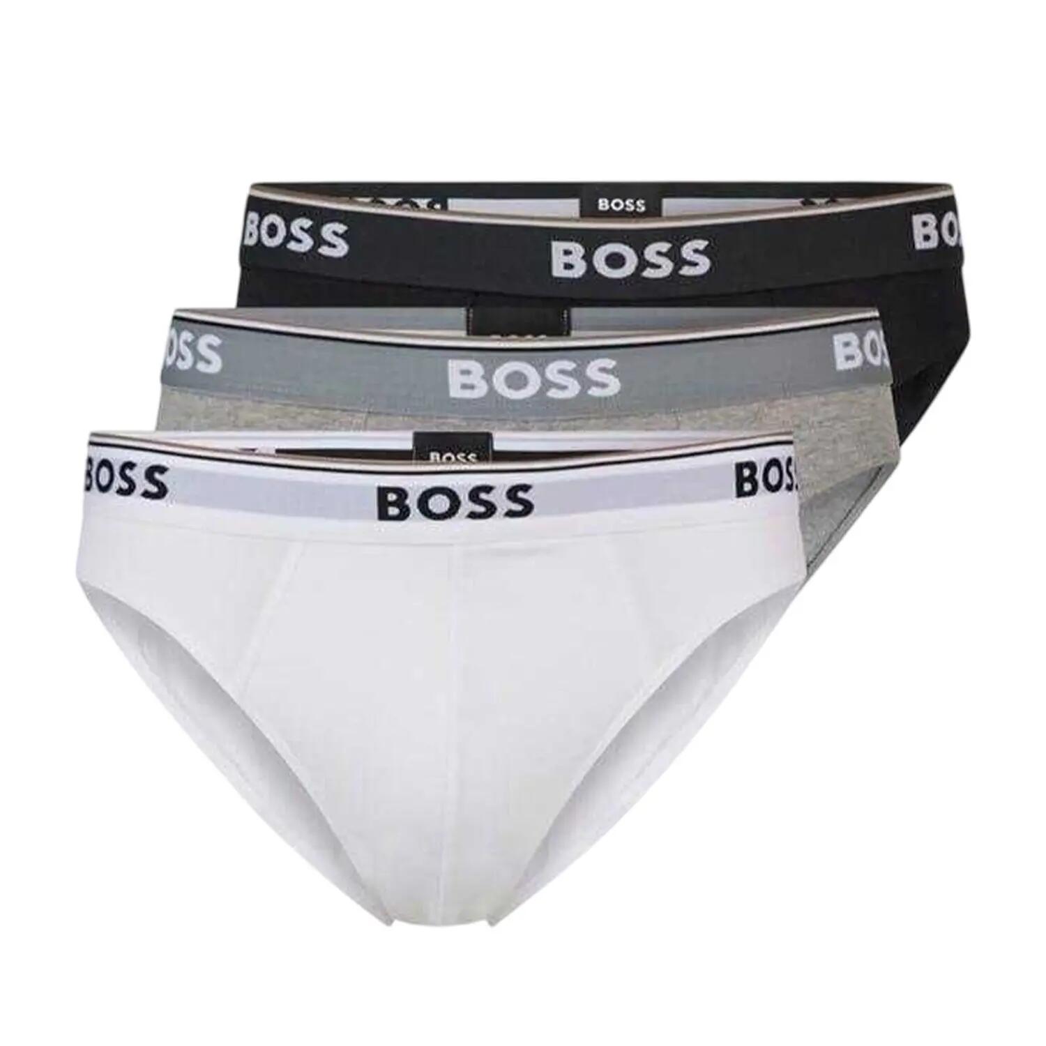 Slip Cotone Premium Uomo Misura Confezione 3 Boss Nero Bianco Grigio 2/4