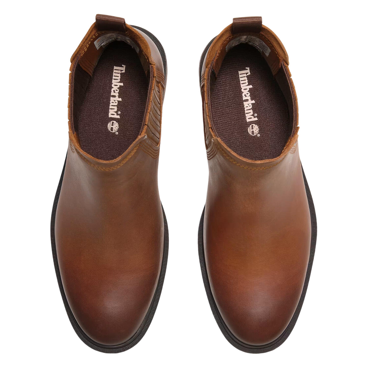 Womens/Ladies Leather Block Heel Chelsea Boots (Medium Brown) 4/4