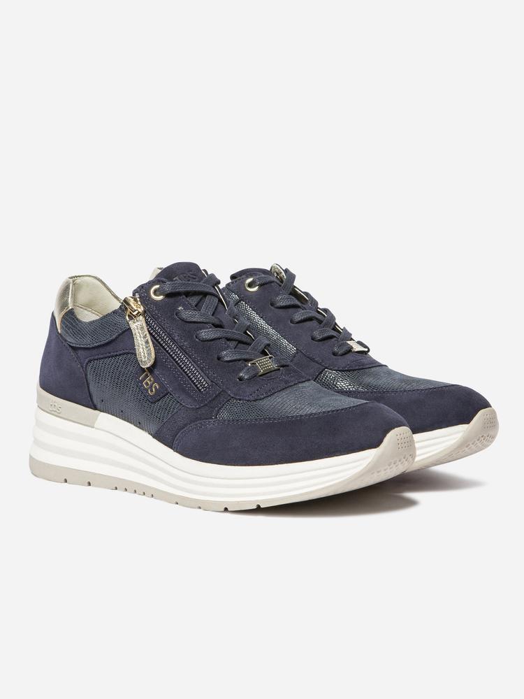 Chaussures - Running - Femme - Confort, lacets + zip - TYLAZIP - Bleu/Or 5/5