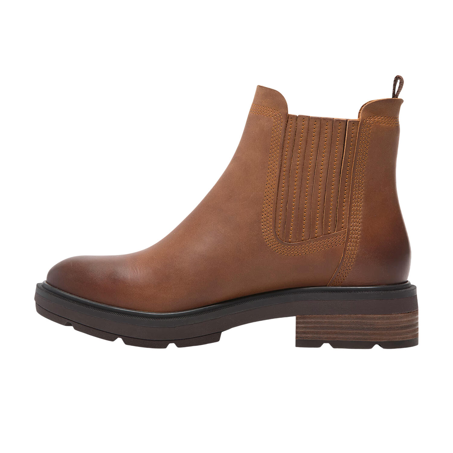 Womens/Ladies Leather Block Heel Chelsea Boots (Medium Brown) 3/4