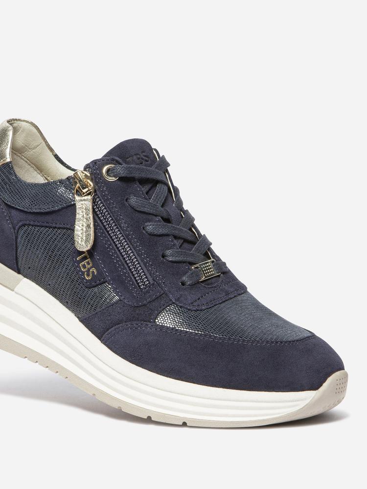 Chaussures - Running - Femme - Confort, lacets + zip - TYLAZIP - Bleu/Or 3/5