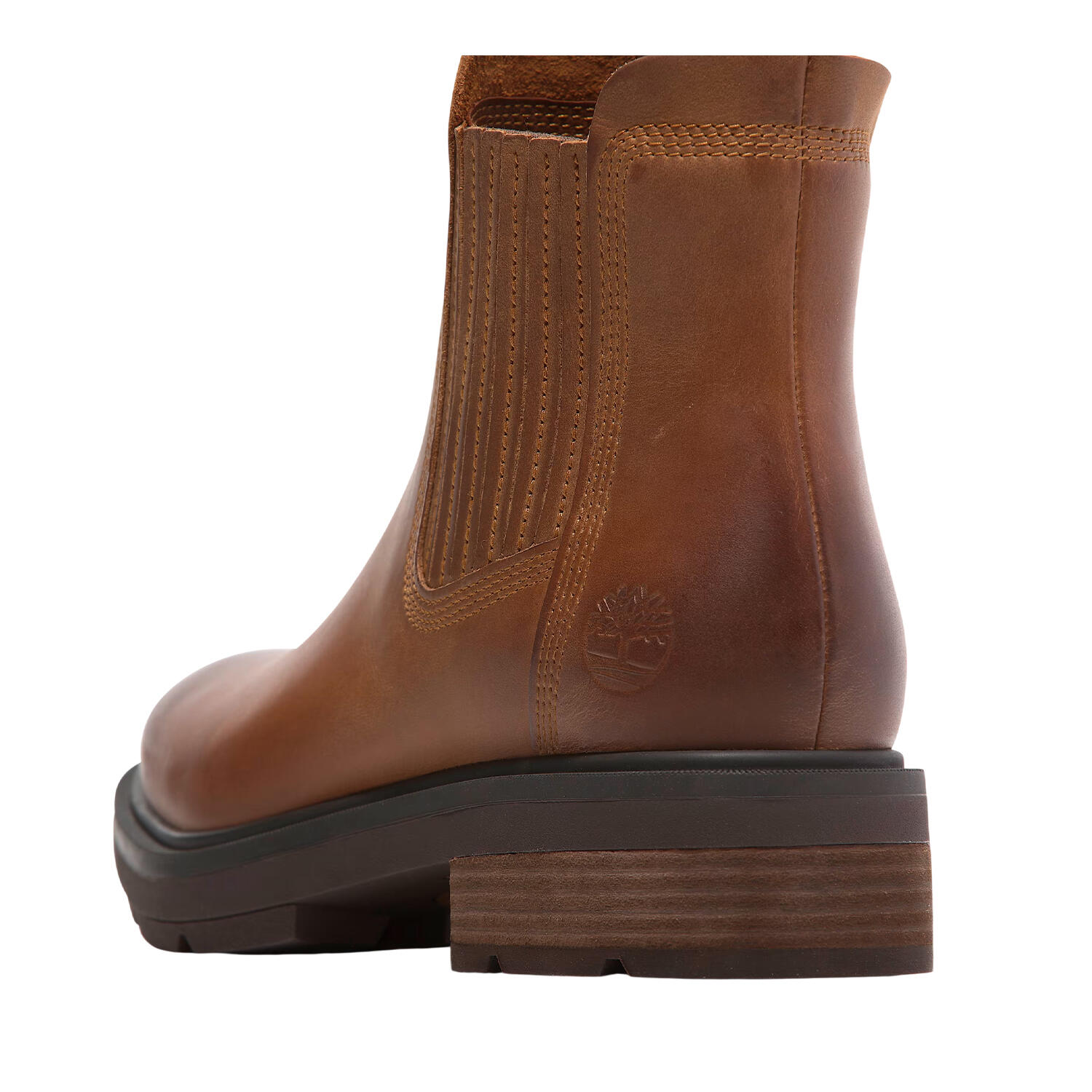 Womens/Ladies Leather Block Heel Chelsea Boots (Medium Brown) 2/4