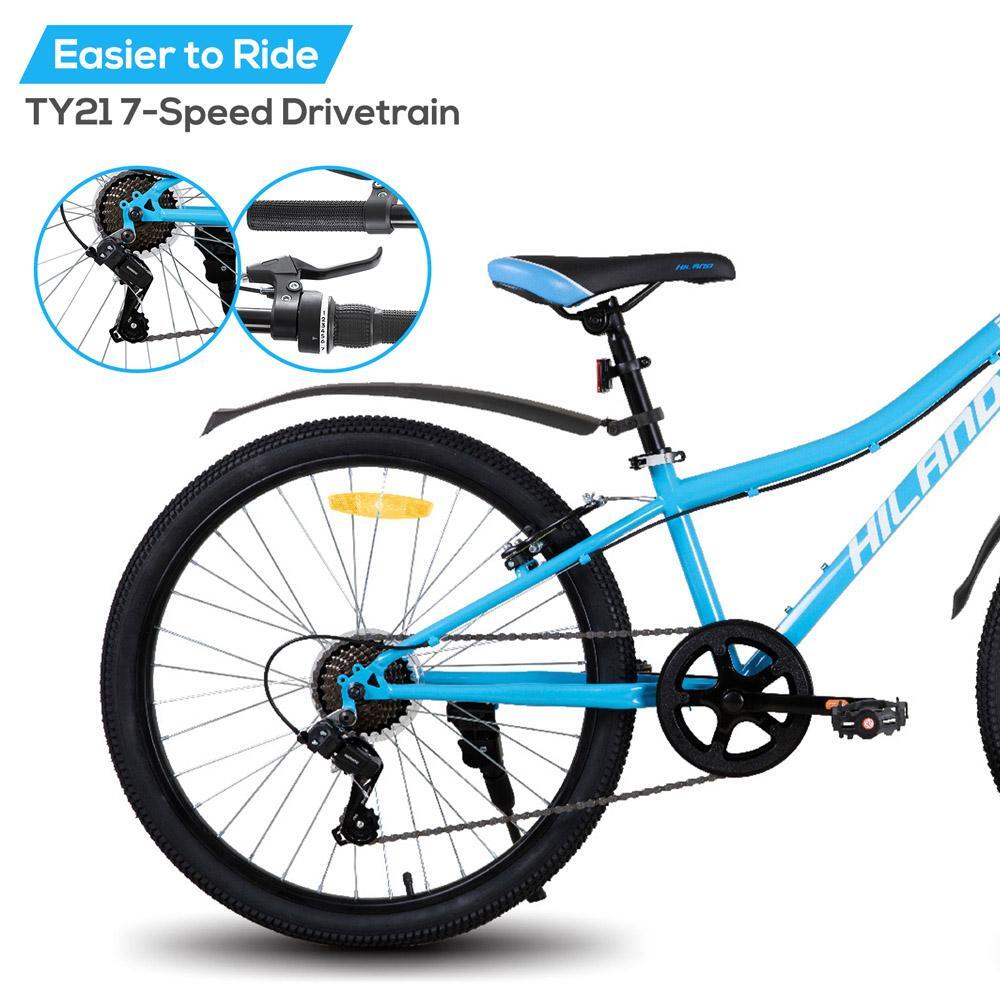 Garçon&fille vélo VTT jeunesse 24 pouces, 7 vitesses, fourche suspendue 6/7
