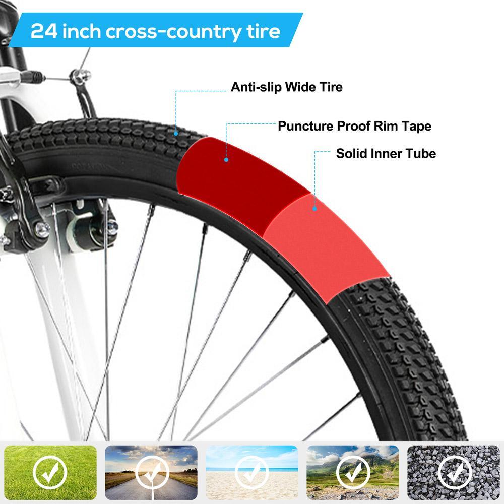 Garçon&fille vélo VTT jeunesse 24 pouces, 7 vitesses, fourche suspendue 3/7
