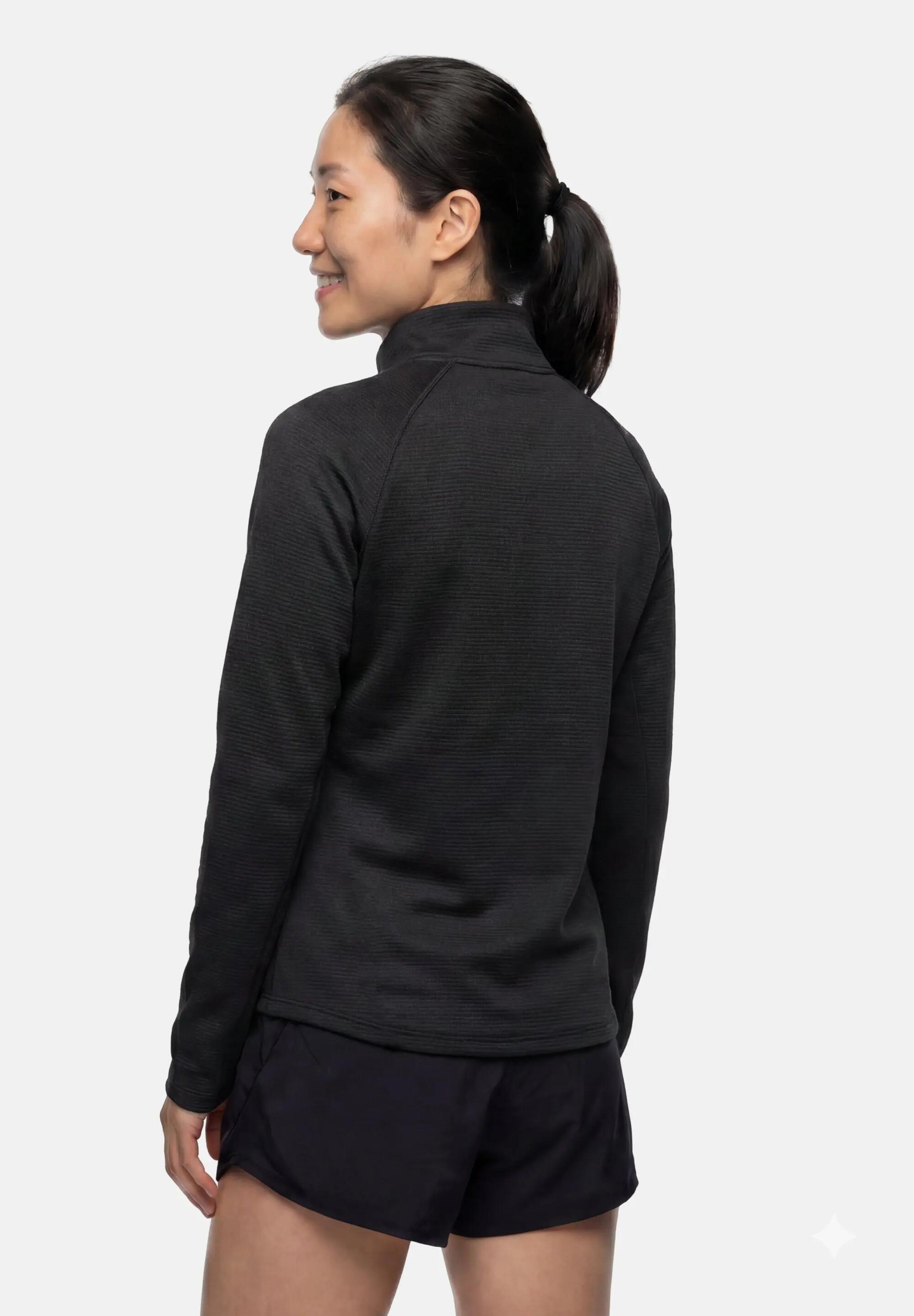 Dames hardloop midlayer halve rits lichtgewicht gerecycled polyester 3/5