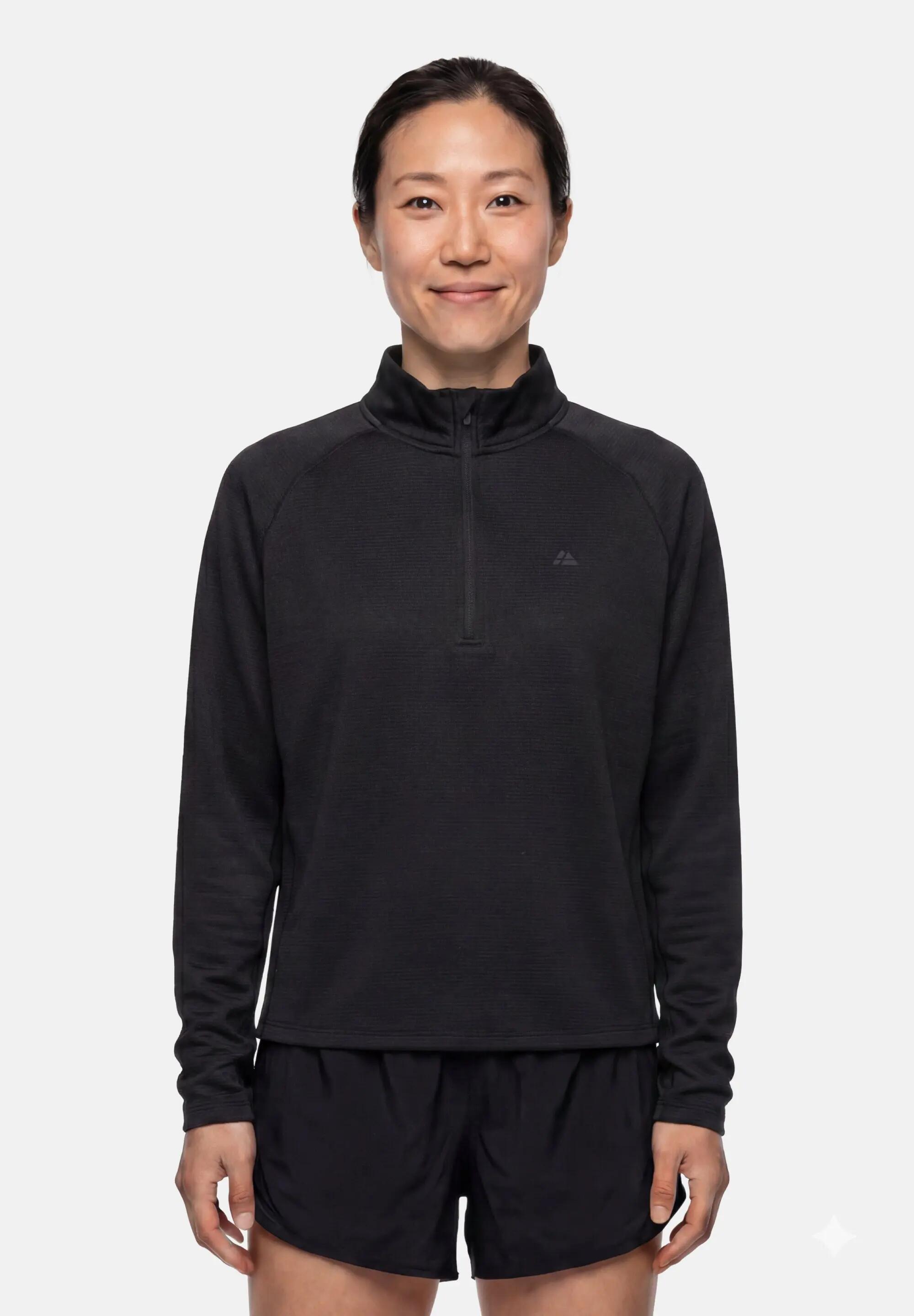 Dames hardloop midlayer halve rits lichtgewicht gerecycled polyester 2/5