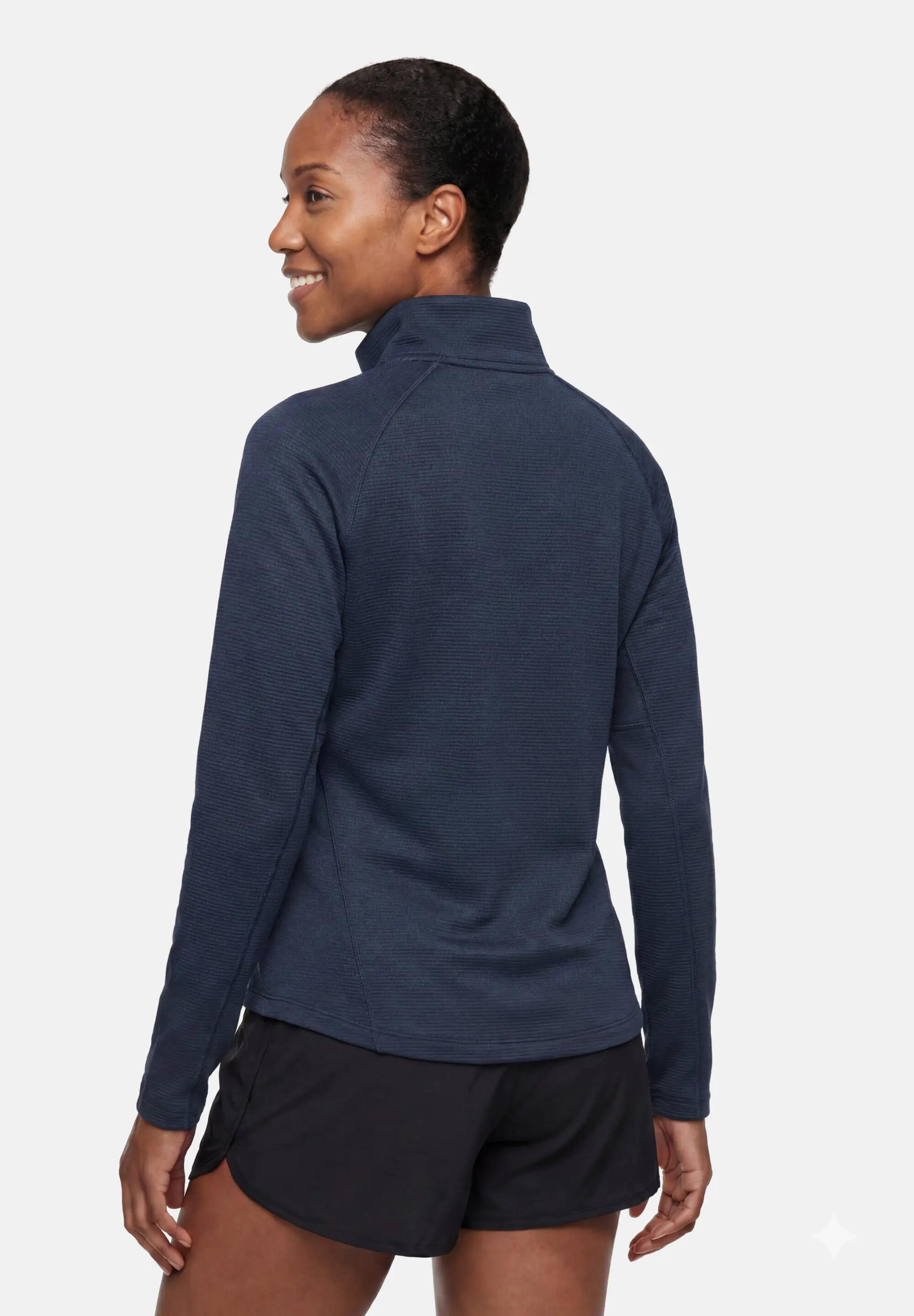 Dames hardloop midlayer halve rits lichtgewicht gerecycled polyester 3/5