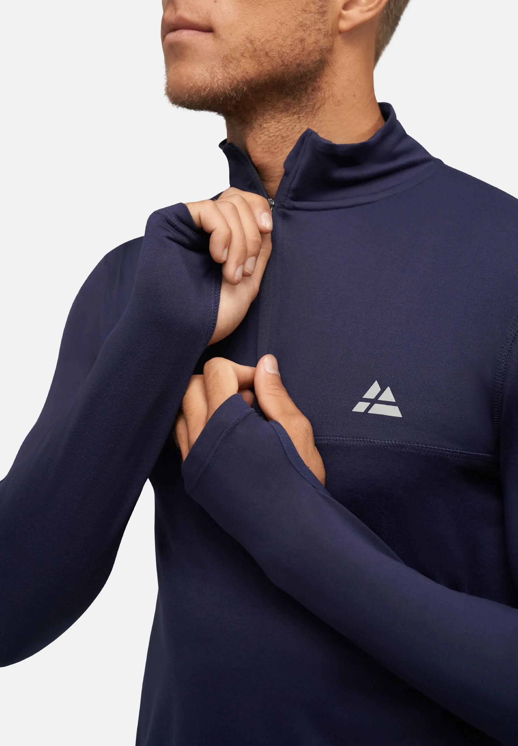 Maglia running mezza zip uomo midlayer leggero poliestere riciclato 3/5