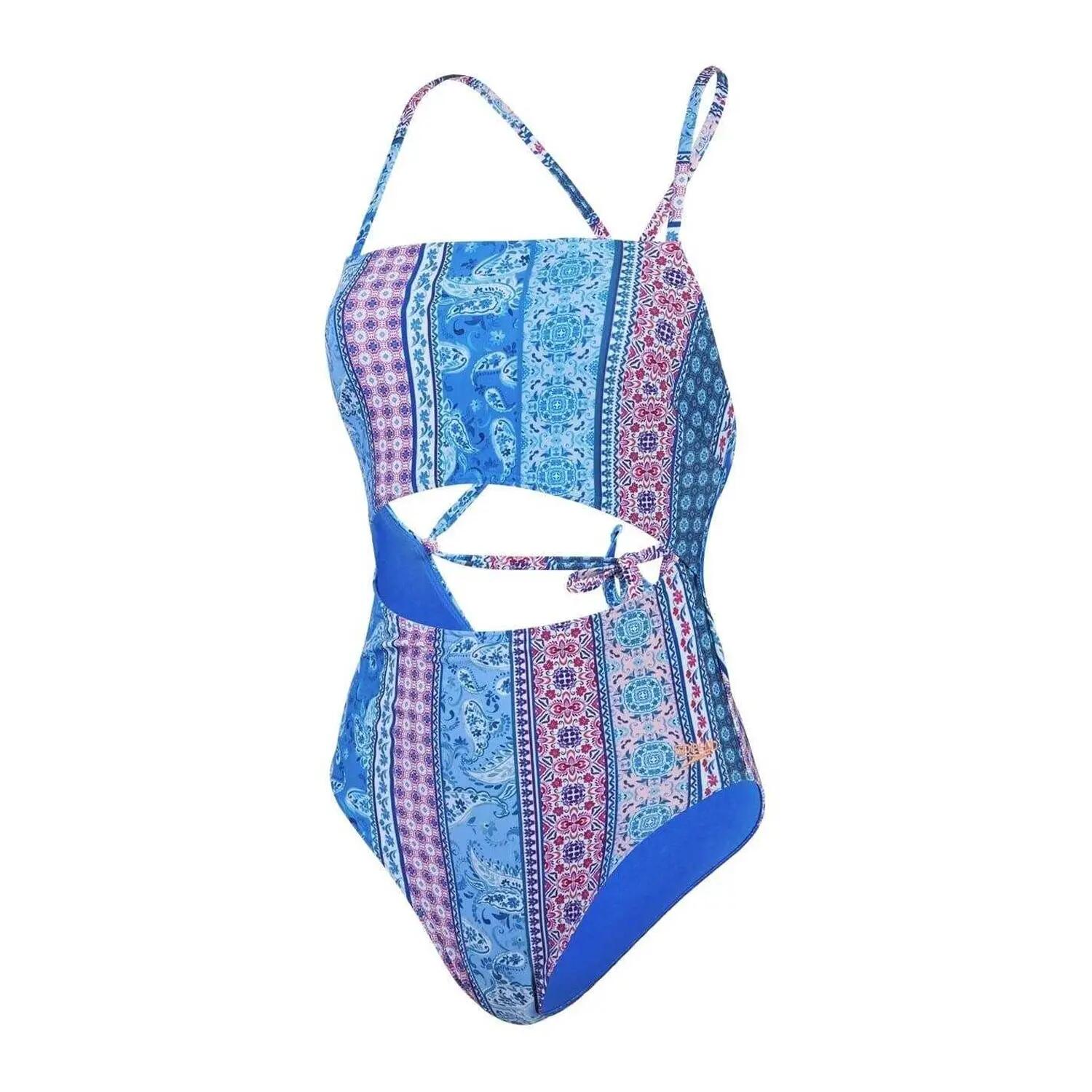 Maillot De Bain 1 Pièce Motif/style Cachemire Femme (Bleu / Rose Motif 2/5
