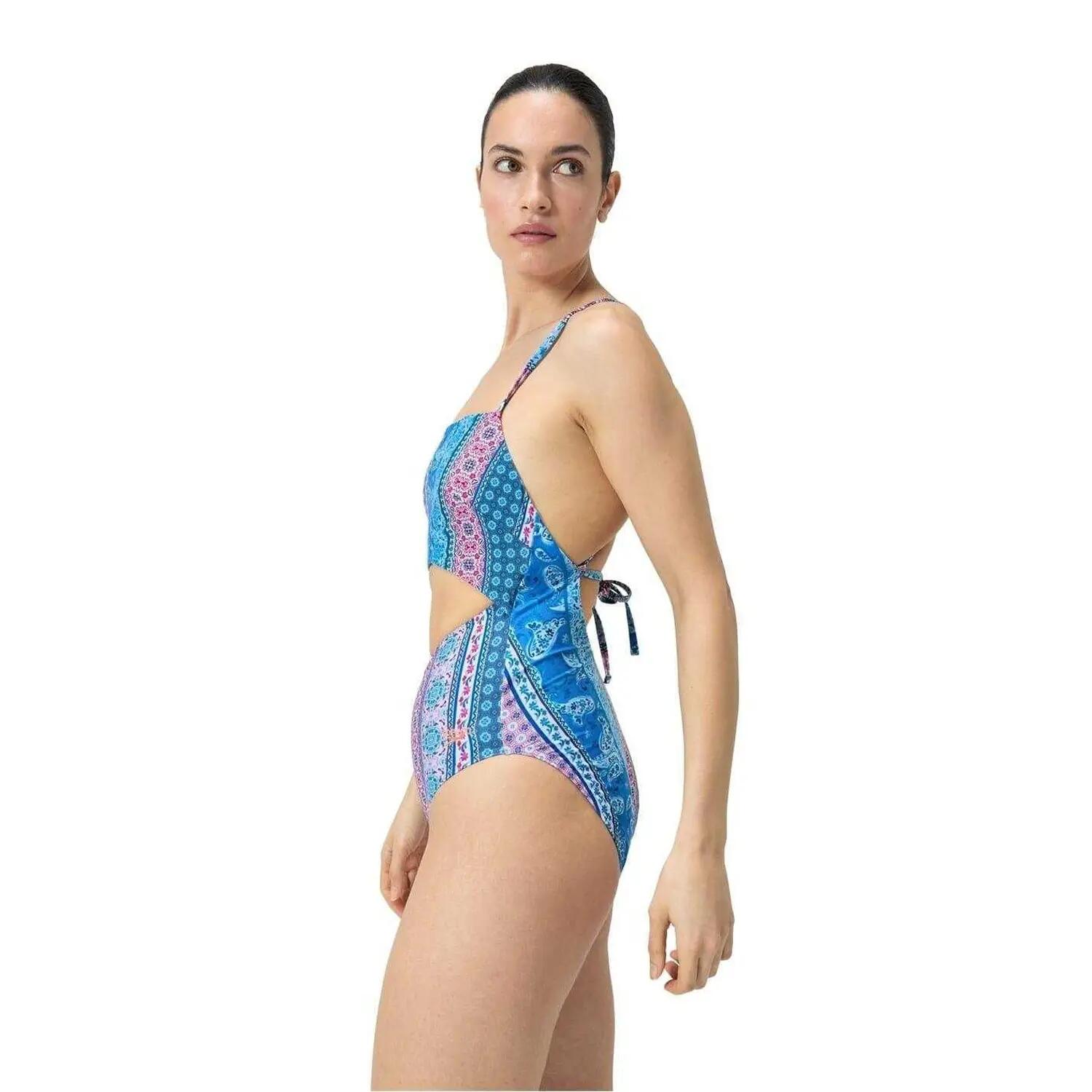 Maillot De Bain 1 Pièce Motif/style Cachemire Femme (Bleu / Rose Motif 4/5