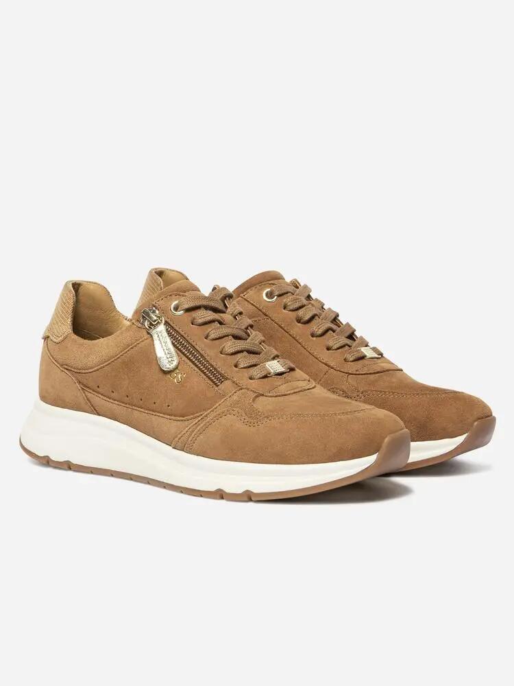 Chaussures - Femme - Baskets zippées cuir, talon 40 mm - BLONZIP - Marron 5/5