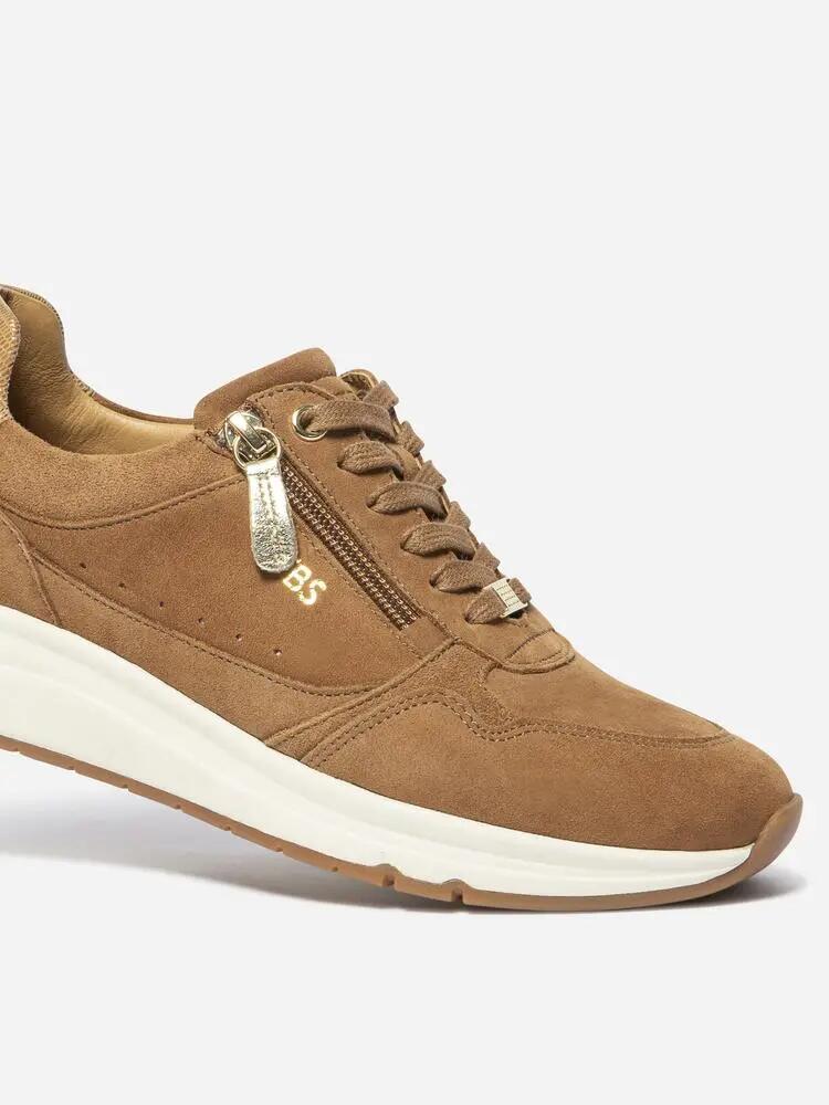 Chaussures - Femme - Baskets zippées cuir, talon 40 mm - BLONZIP - Marron 3/5