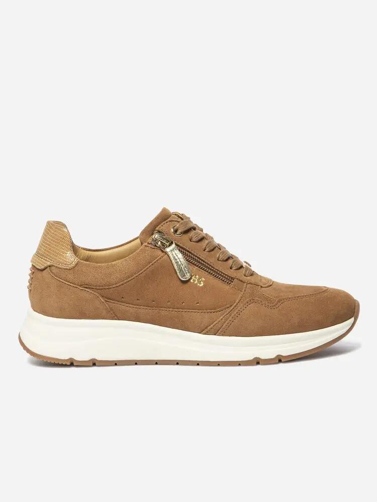 Chaussures - Femme - Baskets zippées cuir, talon 40 mm - BLONZIP - Marron 2/5