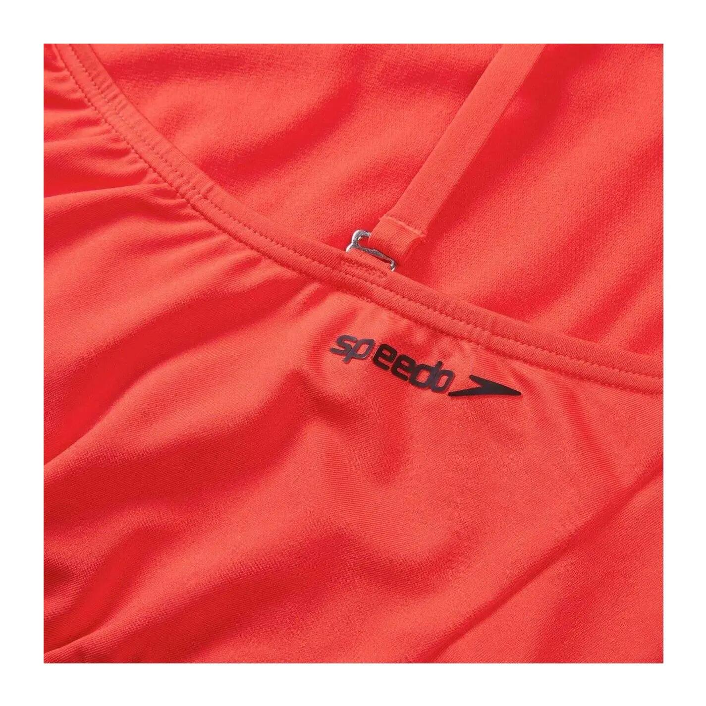 Womens/Ladies Solid Scoop Neck One Piece Swimsuit (Red) 3/3