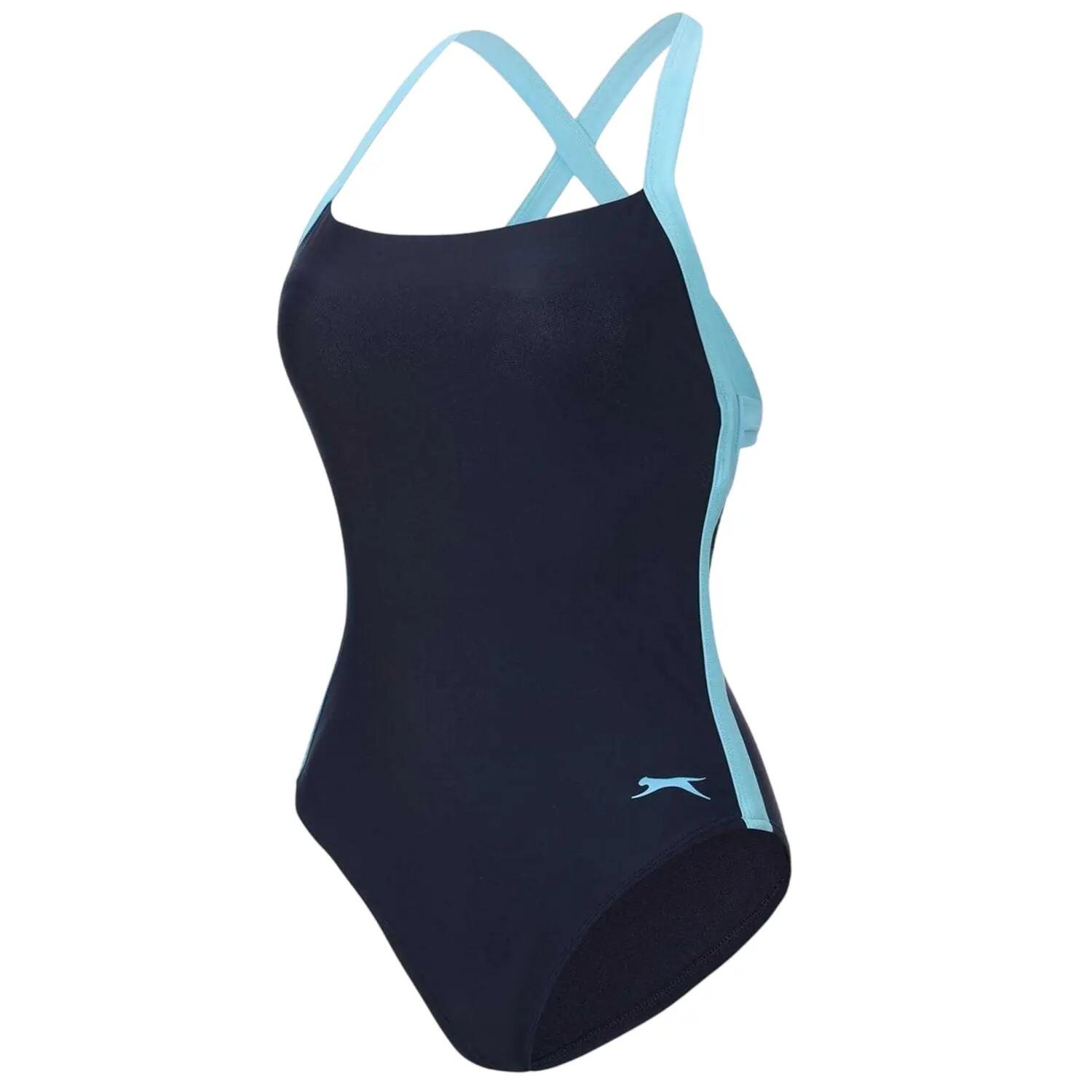 Costume Da Bagno Intero Legatura Sulla Schiena Donna Slazenger Blu Navy 3/4