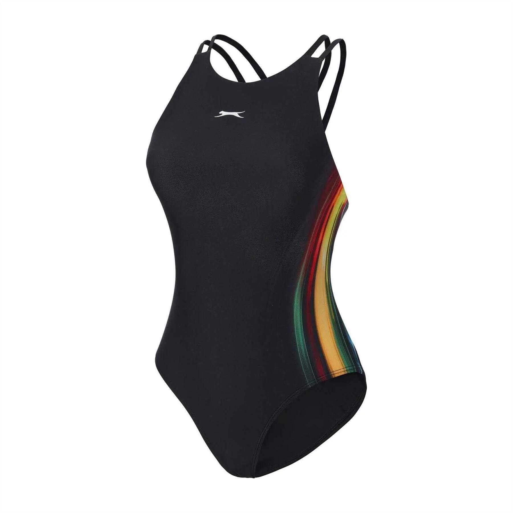 "StringBack" Badeanzug für Damen Schwarzer Druck 3/3
