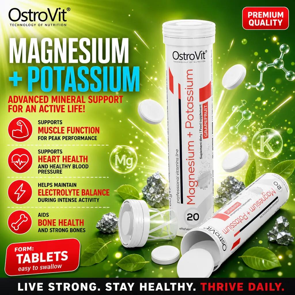 OstroVit Magnesium + Potassium 20 Effervescent Tabs Grapefruit