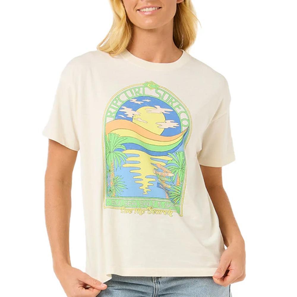 Rip Curl Women's Sun & Sea Relaxed Ecru T-Shirt