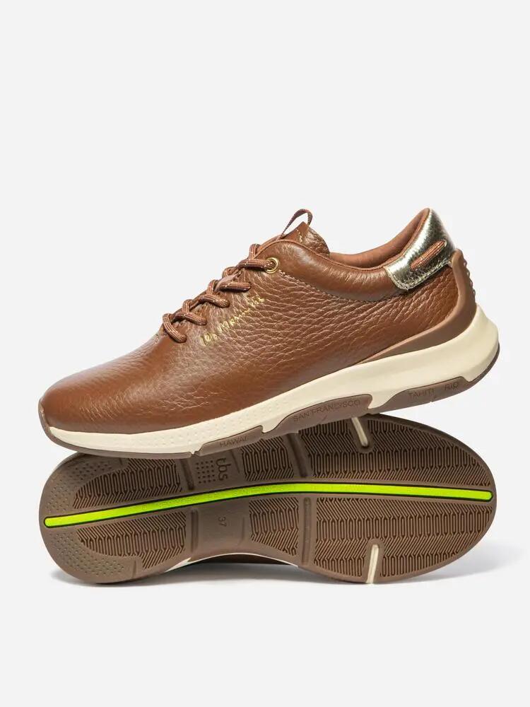 Baskets running Femme JAZZRUN - Cuir, lacets - Pecan/Champagne 4/5