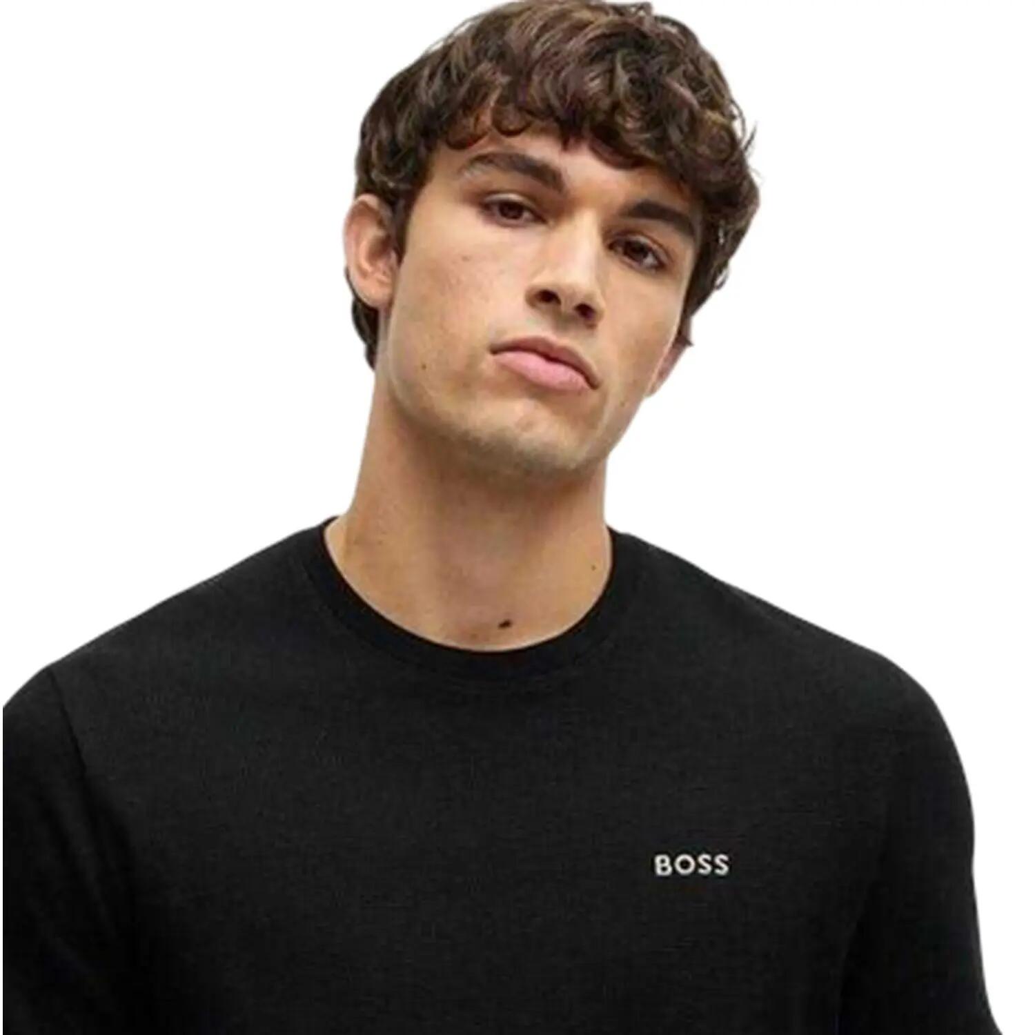Maglietta Classico Maglia A Nido D´Ape Maniche Corte Uomo Boss Nero 5/5
