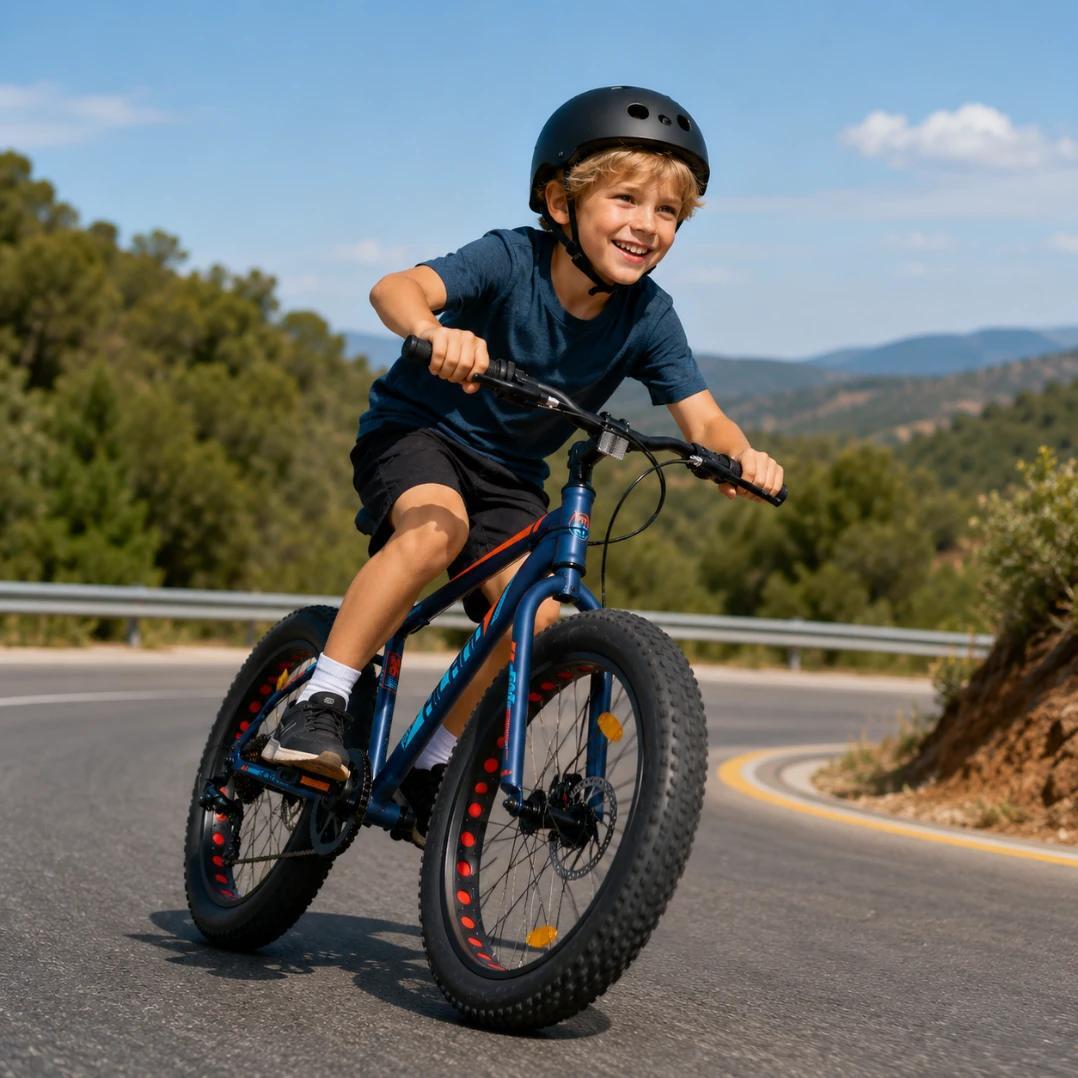 VTT Fille Garçon Fatbike 20/24/26 pouces 7 Vitesses Freins à Disque 5/6