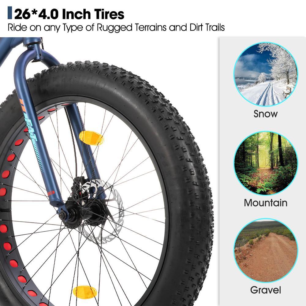 VTT Fille Garçon Fatbike 20/24/26 pouces 7 Vitesses Freins à Disque 4/6