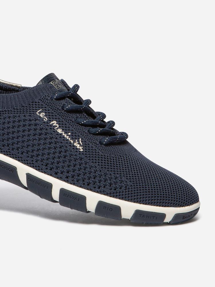 Chaussures - Tennis toile - Femme - Lacets, talon 25 mm - JAZARIA - Bleu 3/5