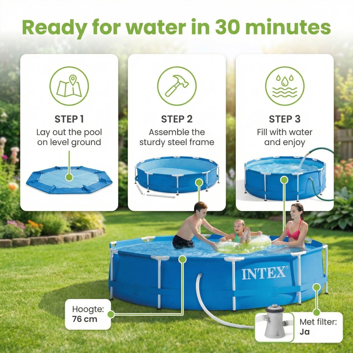INTEX Piscina con struttura Rotonda - 305x76 cm - 3-pezzi S21337 5/6