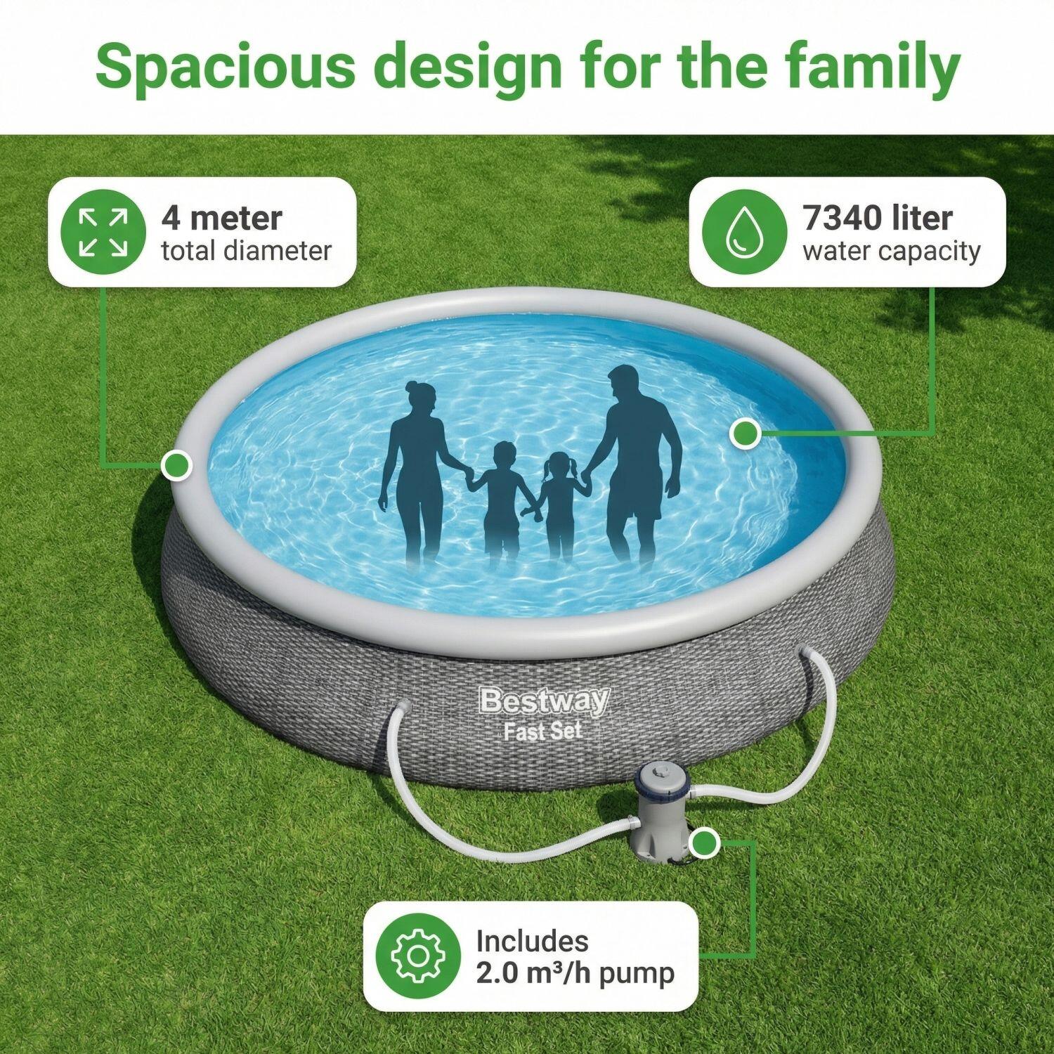 BESTWAY Piscina Bestway Fast Set Redonda - 396x84 cm - 3-peças S22280 7/7