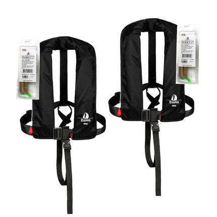 Lot de 2 gilets auto 165N ISO avec harnais vert olive incl kits