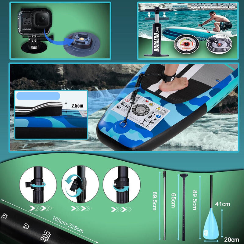 DURAERO 2-in-1 SUP/Kajak 330x76x15 cm, 150 kg Traglast,  Blau Camouflage 7/7