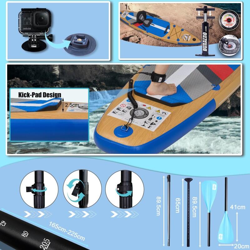 Unisex - SUP - Aufblasbar - Kajakfunktion, Kickpad - Holzoptik 7/7