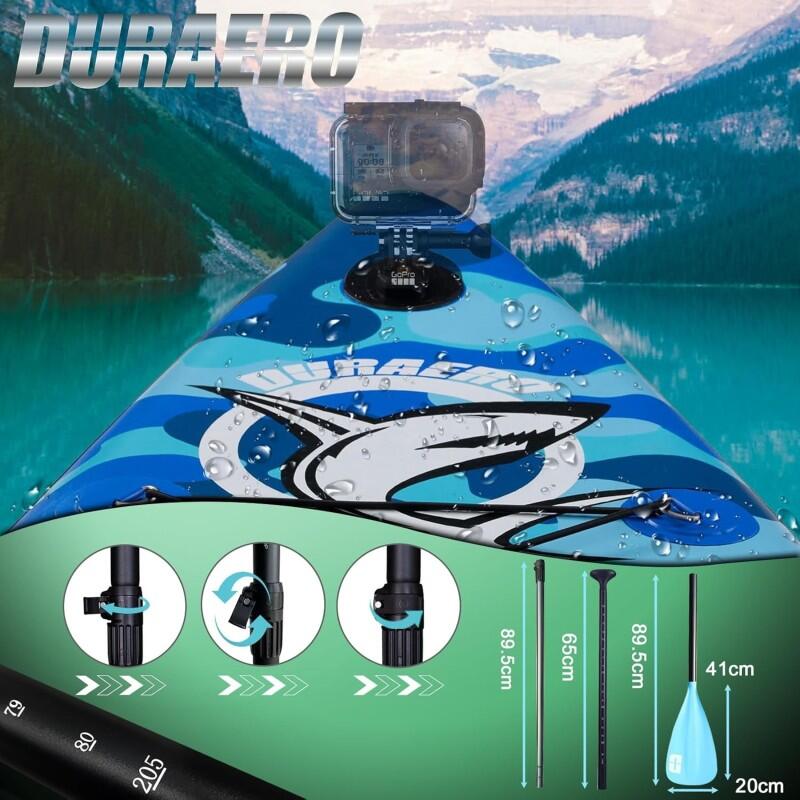 DURAERO 2-in-1 SUP/Kajak 330x76x15 cm, 150 kg Traglast,  Blau Camouflage 5/7