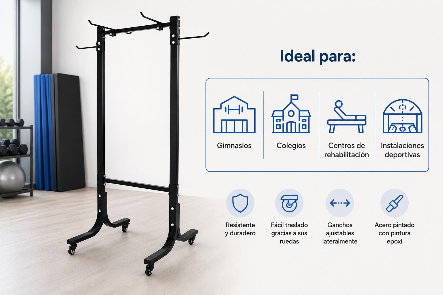 Soporte de Suelo Esterillas Ajustable Negro 3/3