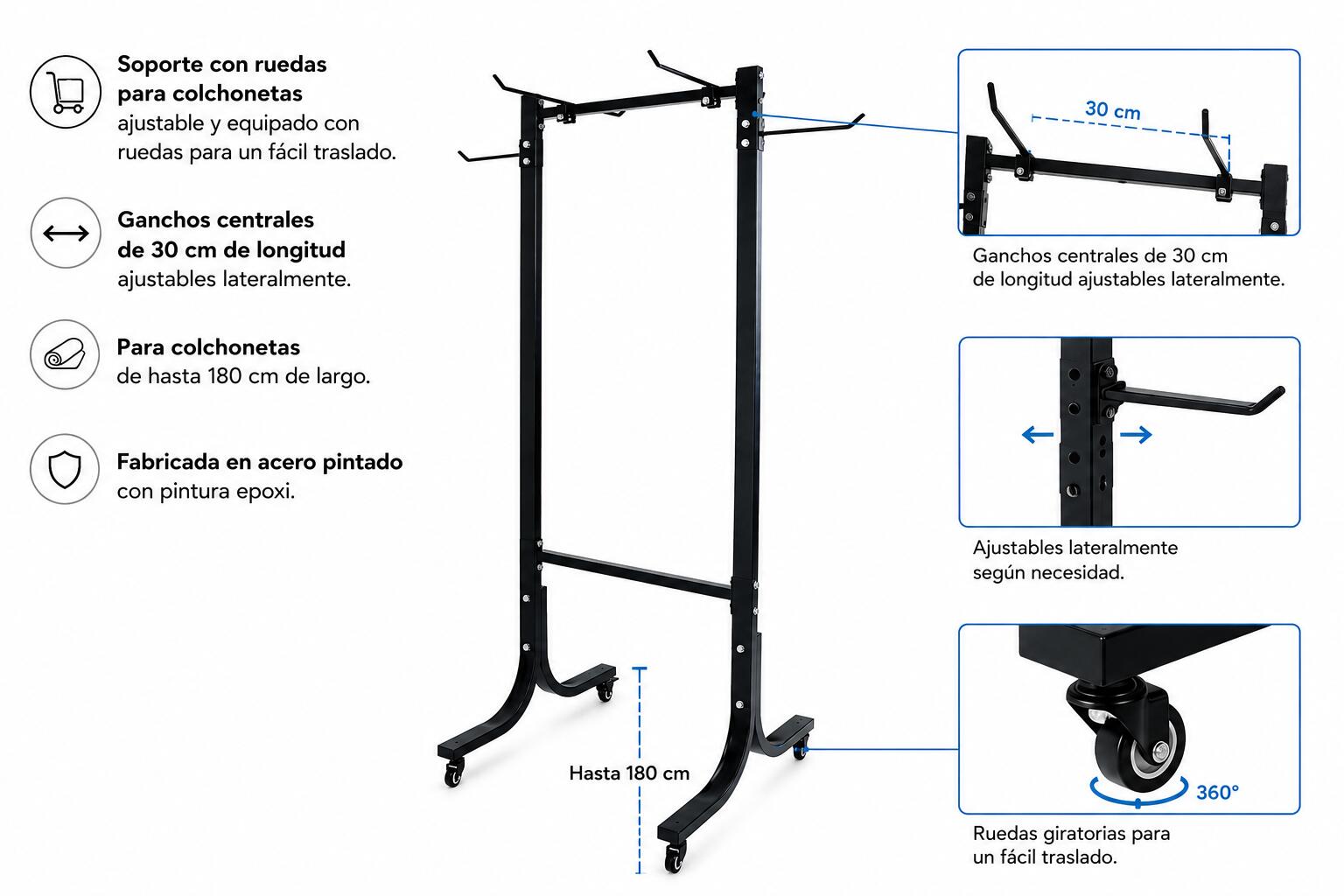 Soporte de Suelo Esterillas Ajustable Negro 2/3