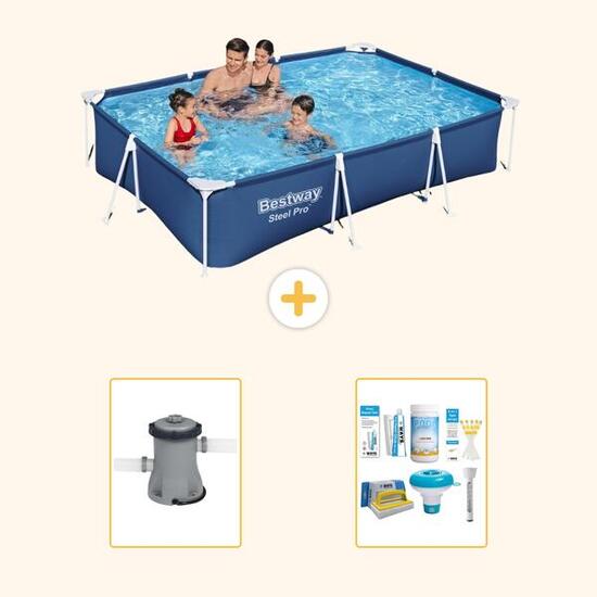 BESTWAY Piscina Bestway Steel Pro Rectangular - 300x201x66 cm - 3-piezas S22302