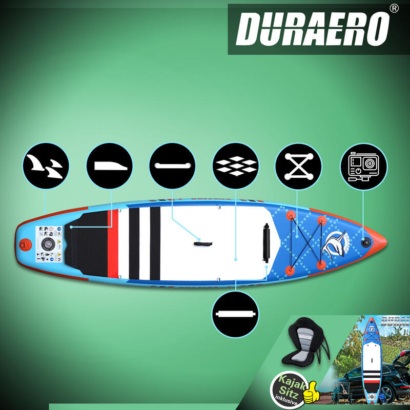 Unisex - SUP - Aufblasbar 2-in-1 Board - Kick-Pad - Blau 2/7